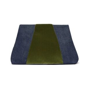 Blue Denim & Olive Green Suede Colorblock Clutch